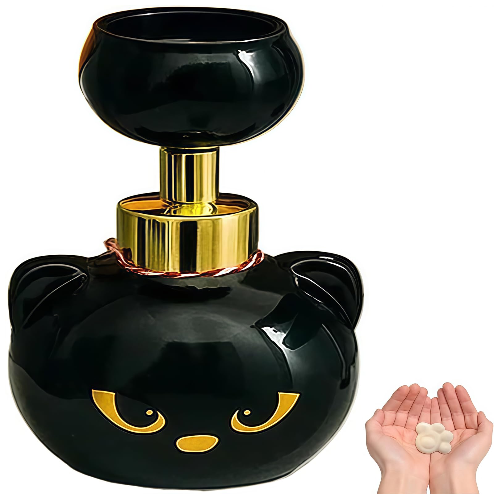 Dispensador de Espuma, Cat Paw Foam Dispenser, 2026 Botella espumante Black Kitty con Espuma en Forma de Pata, Dispensador automático con Huella de Pata de Gato Negro