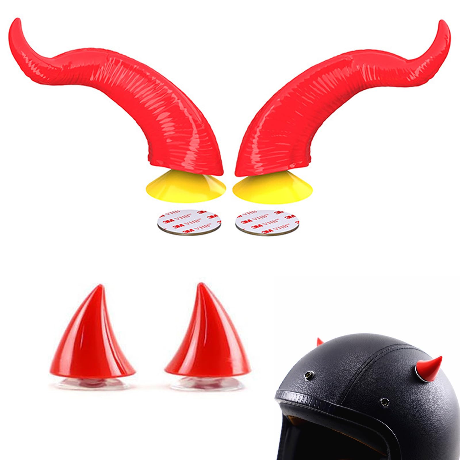 custom motorcycle helmets red devil FENGCHUANG 4 Pieces Deco Helmet Horn with Suction Cup Horn with Horns Suitable for Motorcycle and Off-Road Cosplay Helmet ( Red) Automotive Adidas - Brandclub - In most models (except Color:Grey Heathered Floral published:2024-05-09