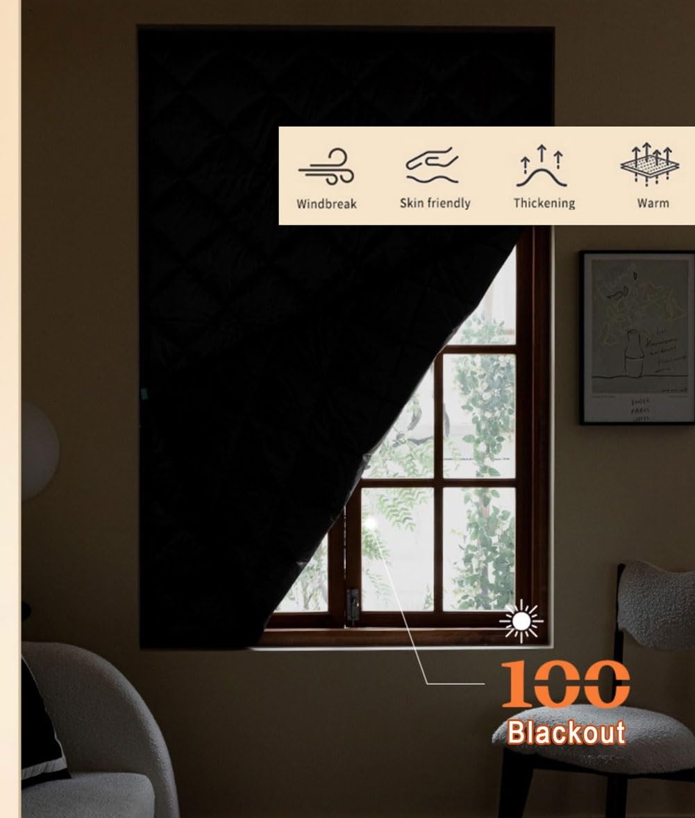 Kit di isolamento termico per finestre, antivento, blocca l'aria fredda, riduce il rumore e l'oscuramento, tenda in cotone riutilizzabile per l'inverno