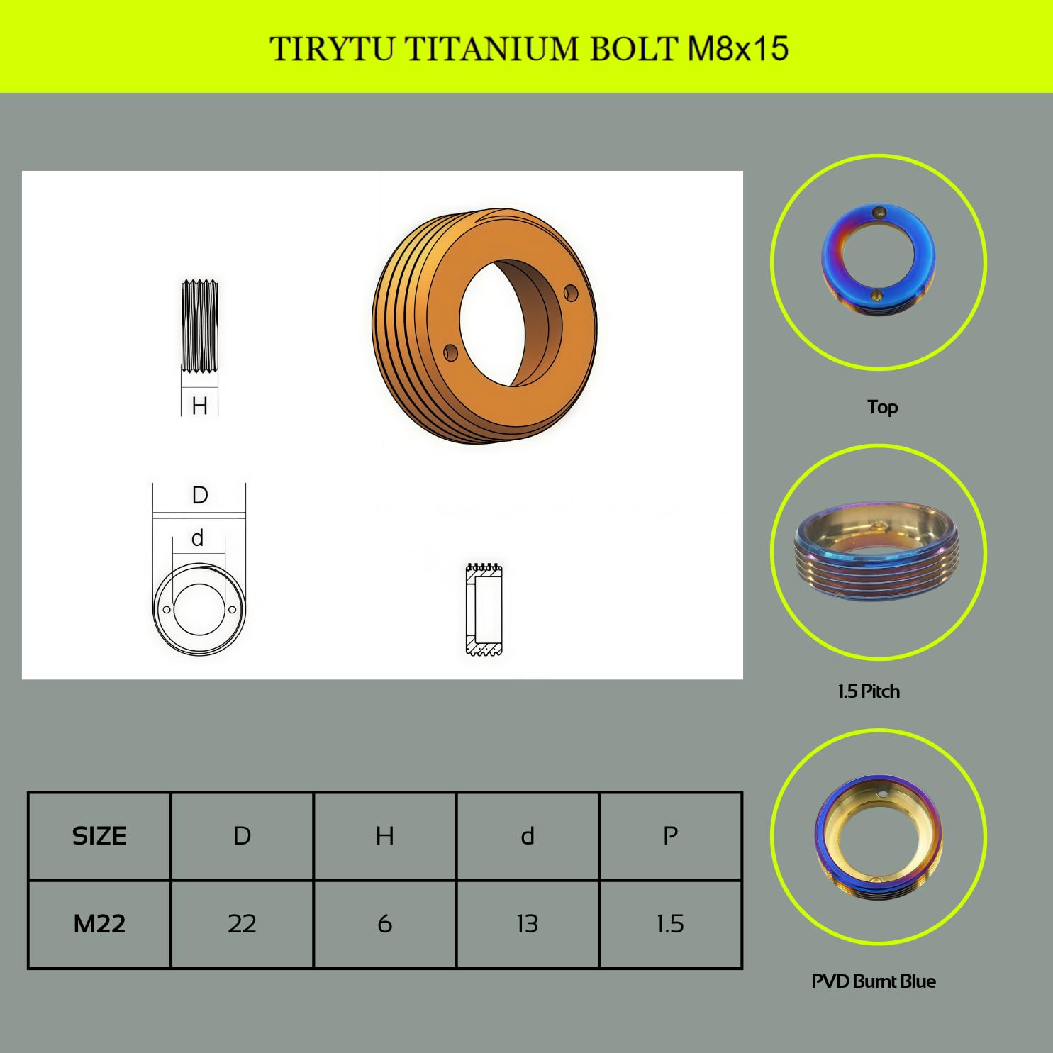 Titanium M8x15mm Crank Arm Fixing Bolts, Lightweight Design | Ideal for Humid/Salty Environments M8 Screws for Square Taper Crankset & Bottom Bracket (2 Sets, Burnt Blue)
