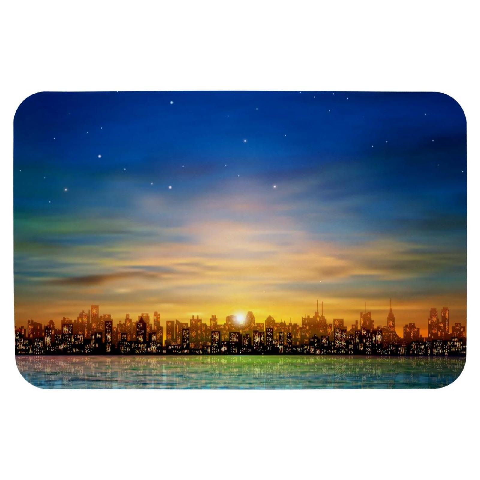Tapis de bain paysage urbain 50x80 antidérapant et lavable pour douche
