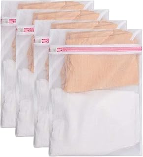 MICHETT Sacs à linge filets à linge pour machine à laver, sacs à linge réutilisables avec fermeture éclair, idéal pour tous les types de vêtements, soutiens-gorge et chaussures (4 sets 50 x 60 cm)
