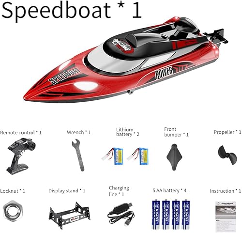 Miniatura 5 de Barco a control remoto para adultos y niños, barco de control remoto con velocidad de más de 30 mph, distancia de control remoto de 656.2 ft, luces