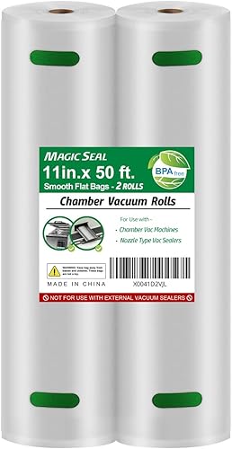 MAGIC SEAL Rollos de bolsas selladoras al vacío de cámara, rollos planos transparentes y suaves, sin BPA, ideales para almacenamiento de alimentos o
