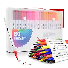 Canetas Brush Pen e Ponta Fina 2 em 1 Kit Profissional para Lettering Caligrafia e Desenho Canetinhas Coloridas Dual Tip para Artistas Estudantes e Adultos (80 cores)