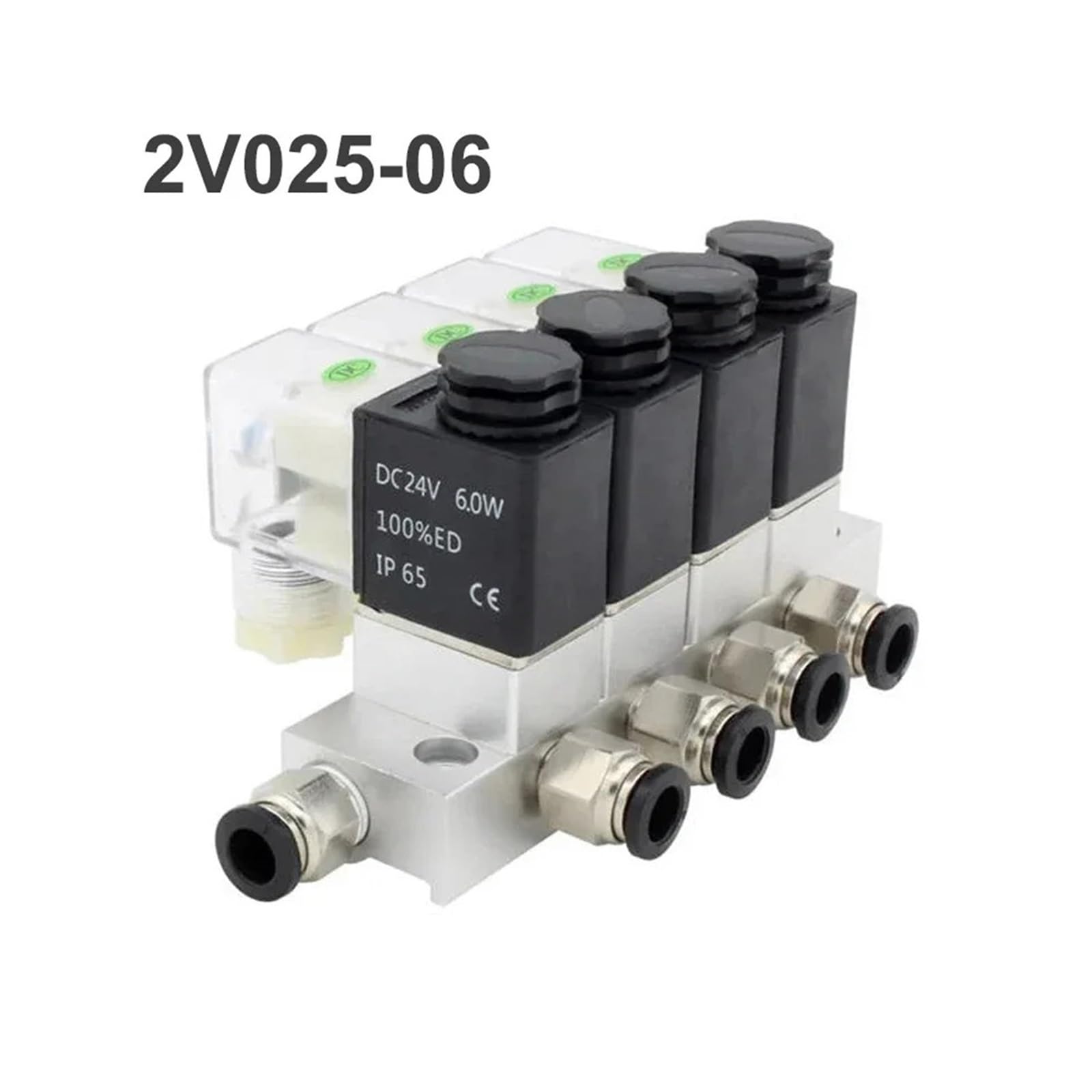 Électrovanne pneumatique 2V025-06 DC12V 24V 220V 110V Électrovanne magnétique à air normalement fermée à 2 Voies Électrovanne à Cartouche 2V025-08(Dc24v No Fittings)