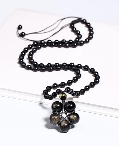 Miniatura 6 de Jewever Collar con dije de ojo de tigre hecho a mano en forma de estrella ajustable con piedras preciosas de energía curativa, cuentas de 0.472 in,