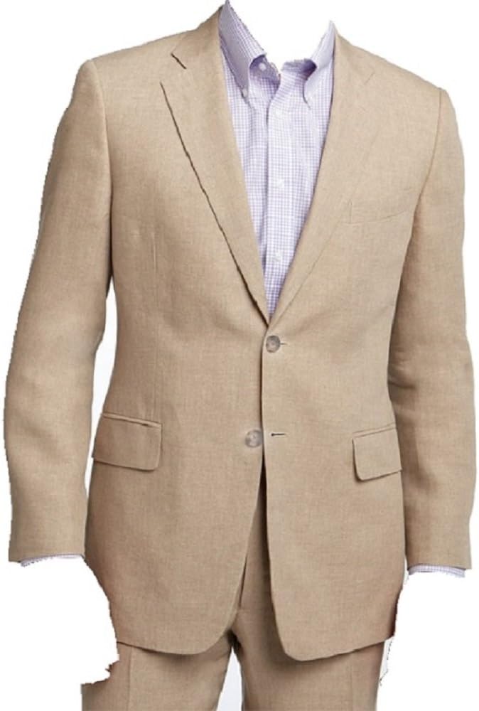 Men's Two Piece Linen Summer Suit (Beige/Natural)