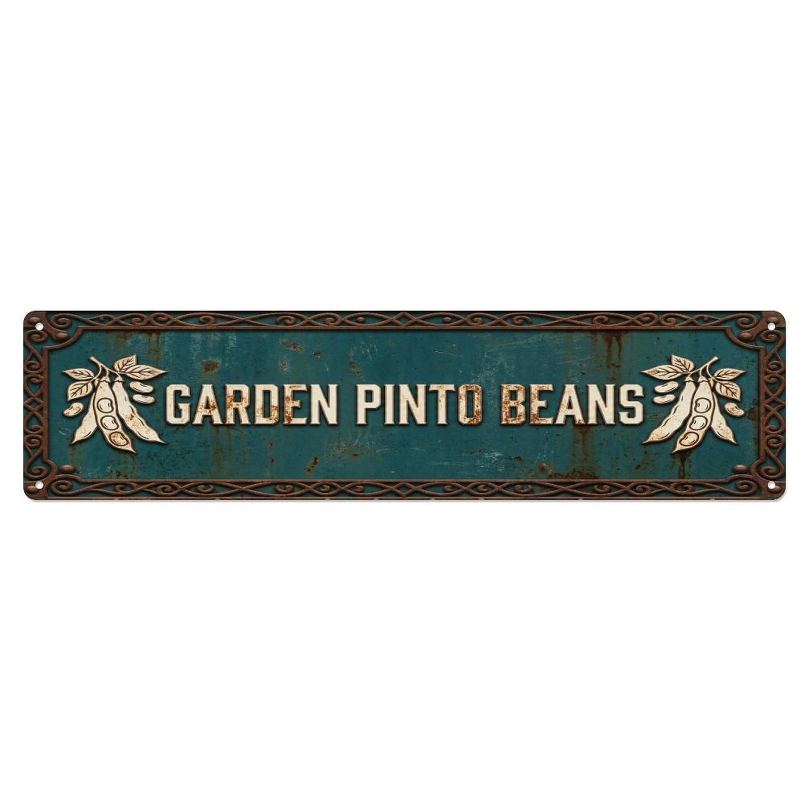 Metal Tin Sign GARDEN PINTO BEANS Vintage Legume Rustic Farmhouse