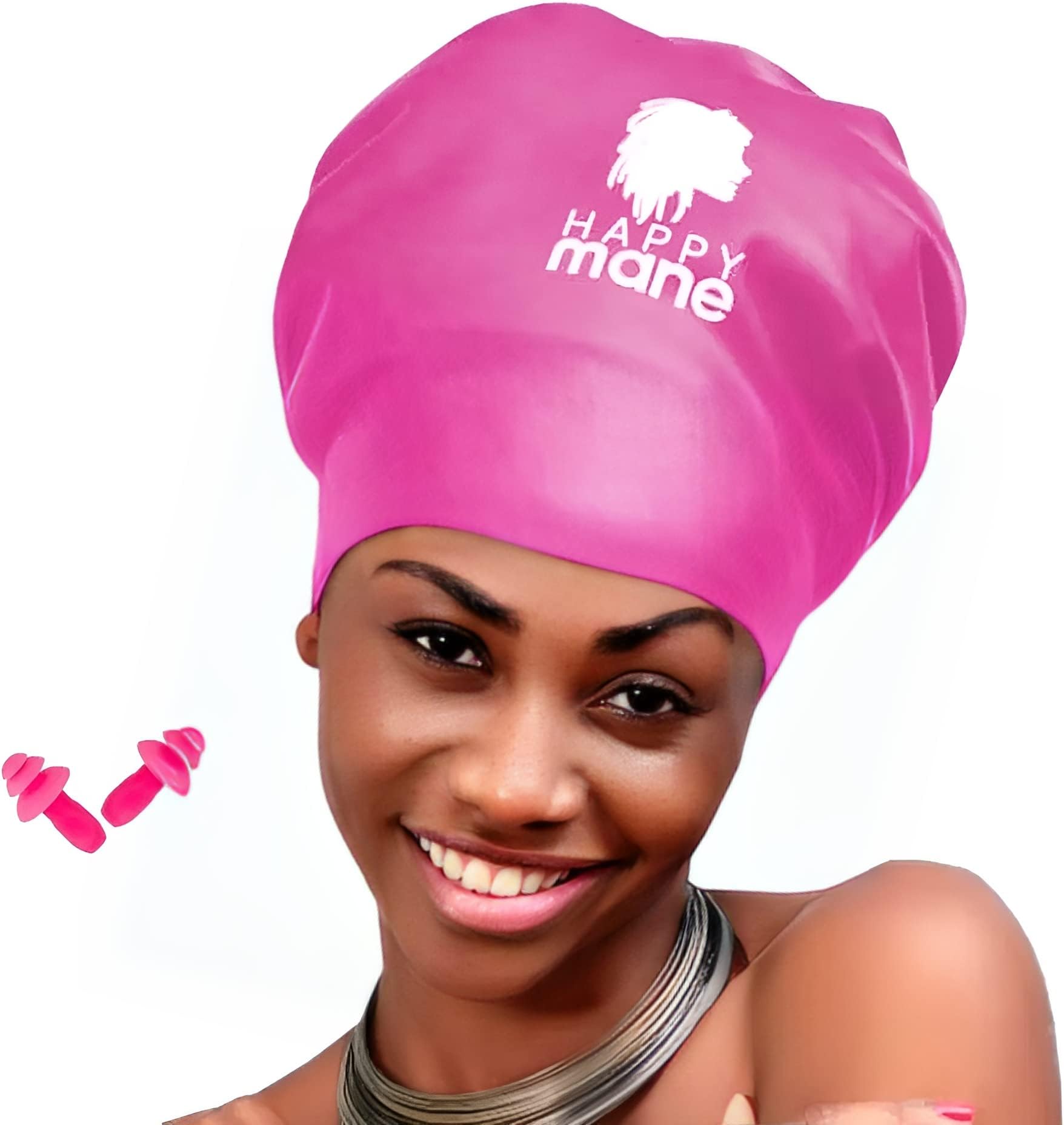 Large Extra large XL Silicone Swim Cap for Braids and Dreadlocks - Dry Hair While Swimming and Long Hair, Extensions, and Curly Hair - Shower Cap for Women, Men, kids
