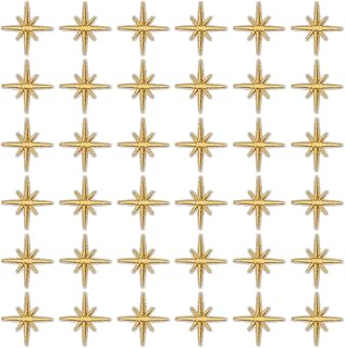 100Pcs Gold Star Embroidered Patches Eight Pointed Star Celestial Iron on Patch Solid Sew on Repair Badge Ornamental Cloth Patches for Sewing Making Clothing Jeans Shirt Bag Christmas Supply