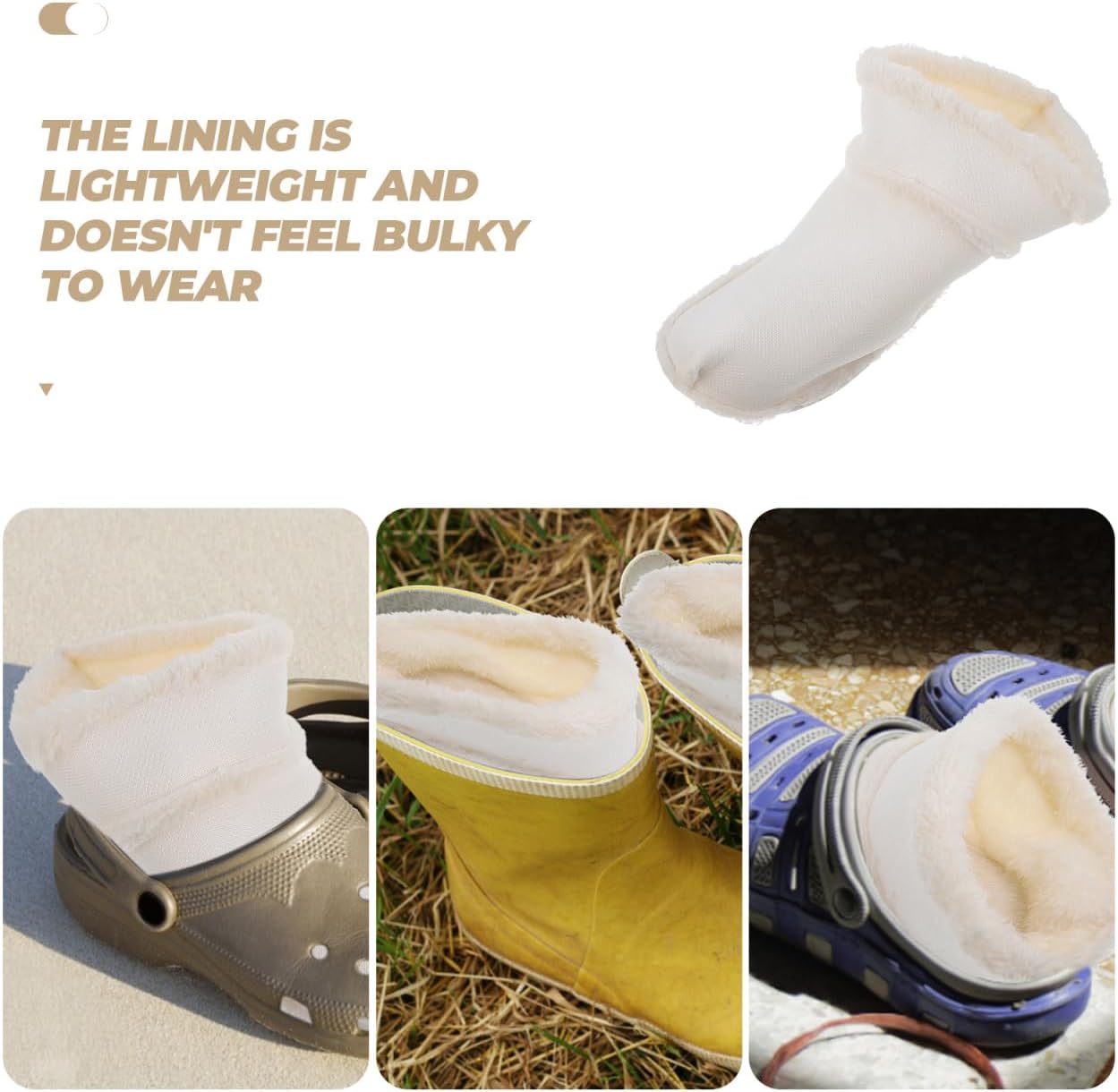 Holibanna Clog Shoes Liner 4 Pairs Fleece Shoe Cover Liner Men and Women White Plush Warm Slippers