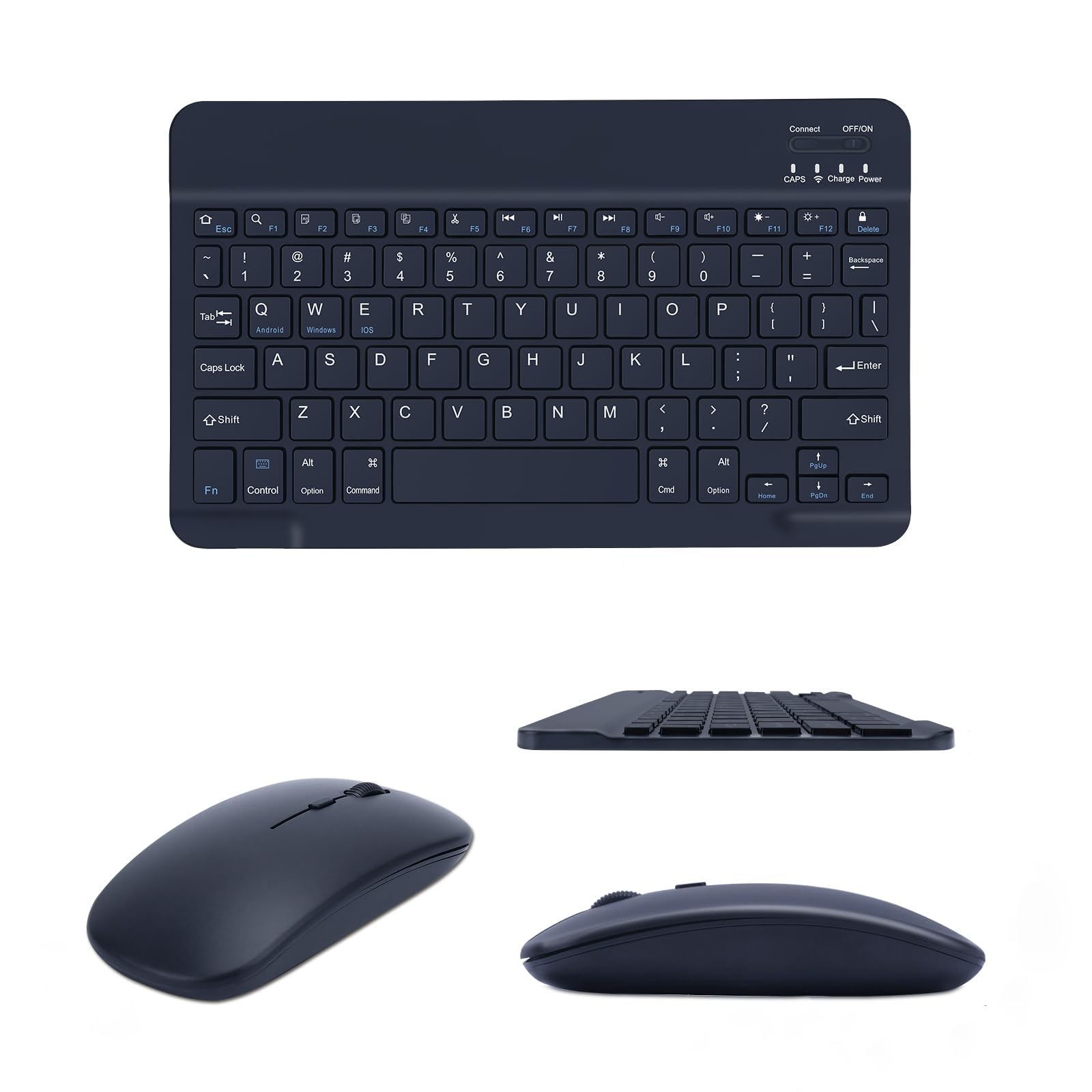 Clavier Souris sans Fil,Wireless Keyboard Mouse Combined, Silent WirelessKeyboard, Rechargeable Ultra-Thin and Portable, Ergonomic Keyboard and Mouse for iOS/iPad/PC/Android/Windows Laptop