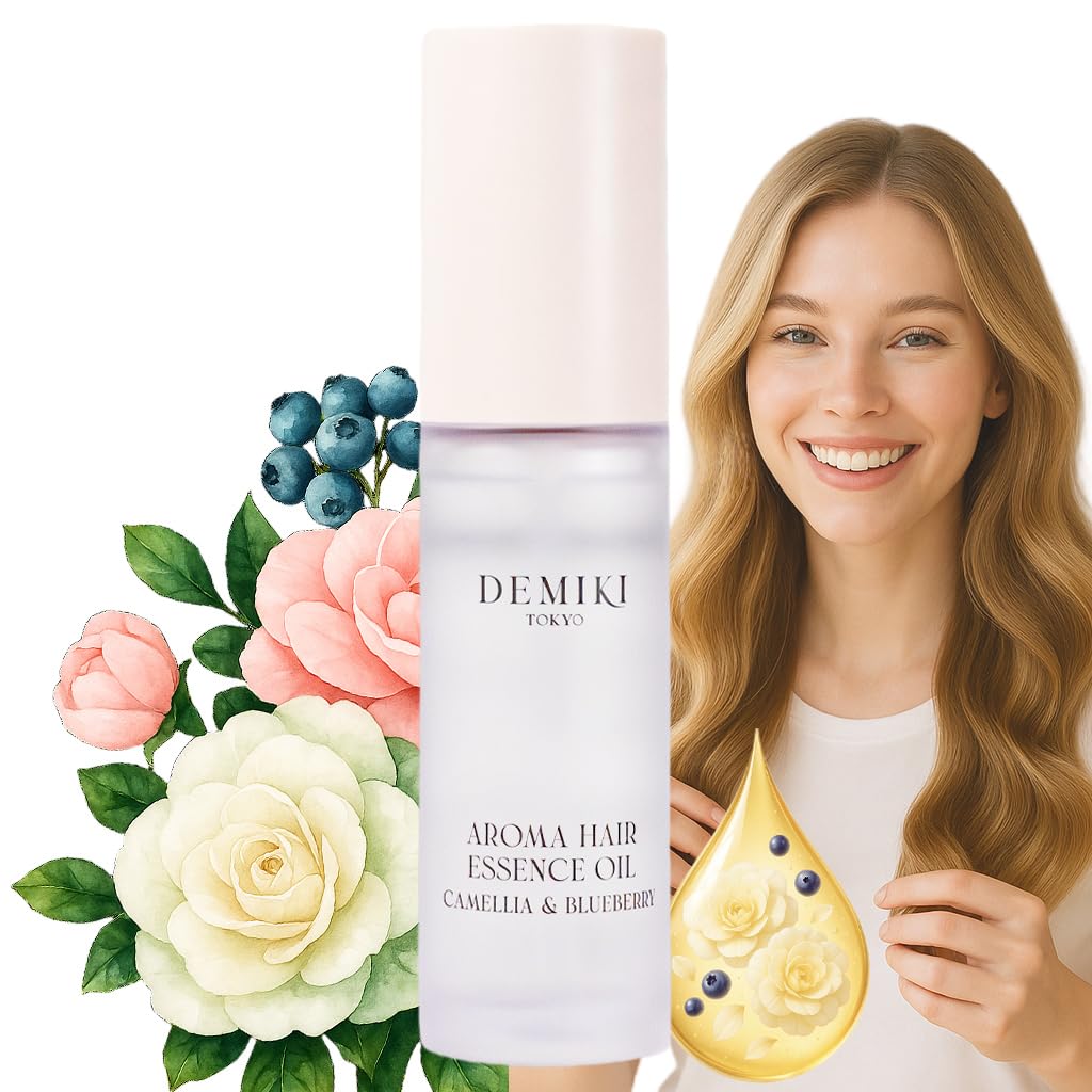Aceite capilar DEMIKI, cuidado capilar japonés, aceite capilar para cabello con frizz, productos antifrizz para mujeres, humectante capilar, aceite perfumado para cabello, productos de belleza capilar, suero capilar para cabello con frizz y dañado, 1 18 fl oz
