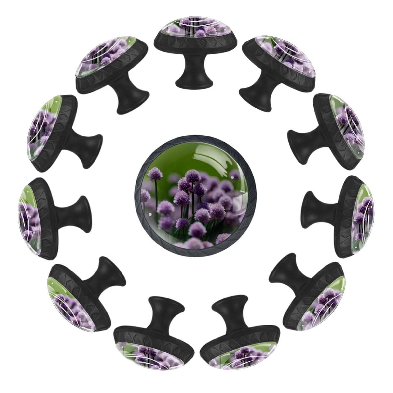 Bouton de tiroir fleur violette 35mm en relief lot de 12 pour poignée de meuble colorée