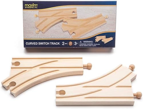 inc. pistas de interruptor curvadas de madera, compatibles con Thomas & Friends, Brio, Major Brand Wooden Railway, 2 piezas