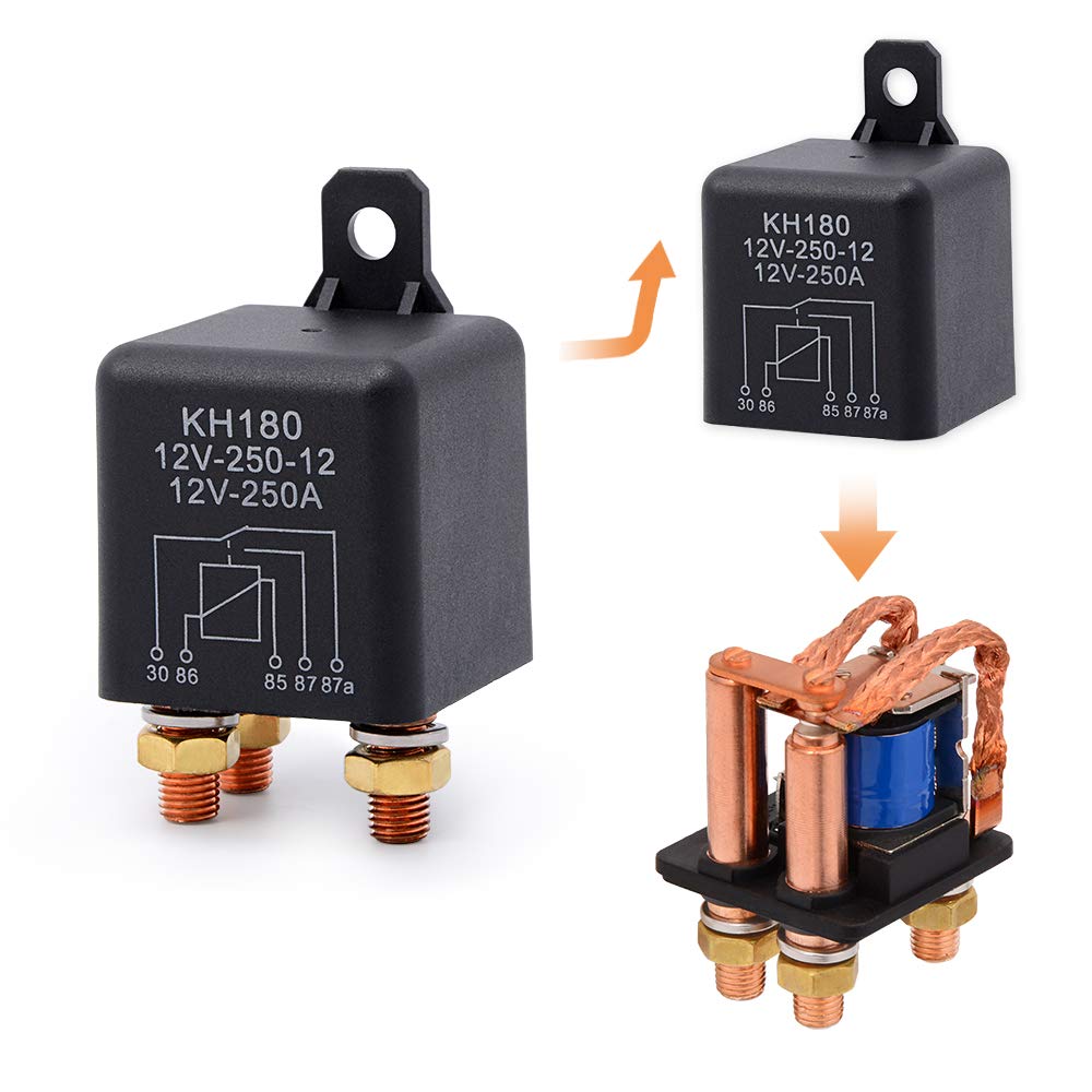 EHDIS Przekaźnik 5 Pin 12V 250A, Wielofunkcyjny przełącznik akumulatorowy Kfz-Starter do samochodu