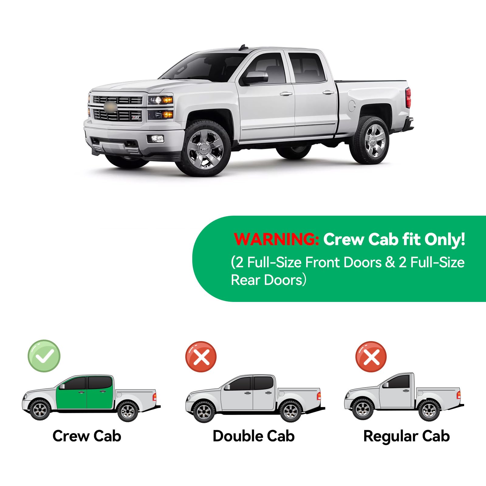 in-Channel Rain Guards for 2014-2018 Chevy Silverado/GMC Sierra 1500 Crew Cab ONLY, Window Visor Shields Vent Deflector Shade Wind Dark Smoke for 15-19 Silverado/Sierra 2500HD 3500HD, Tape on, 4PCS — view 2