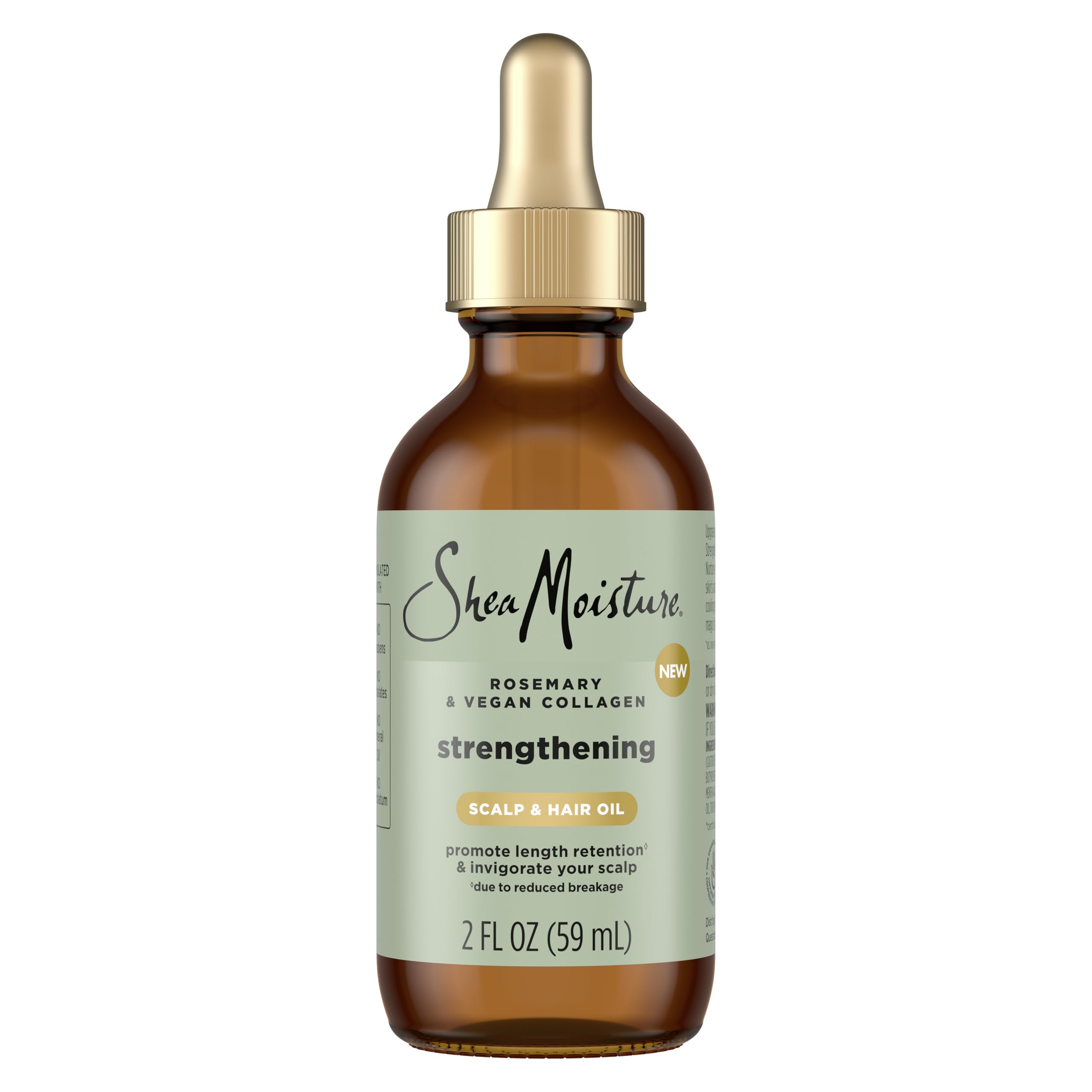 SheaMoisture Strengthening Scalp & Hair Oil Rosemary & Vegan Collagen to Promote Length Retention & Invigorate the Scalp, with ScalpBoost Technology, 2 oz
