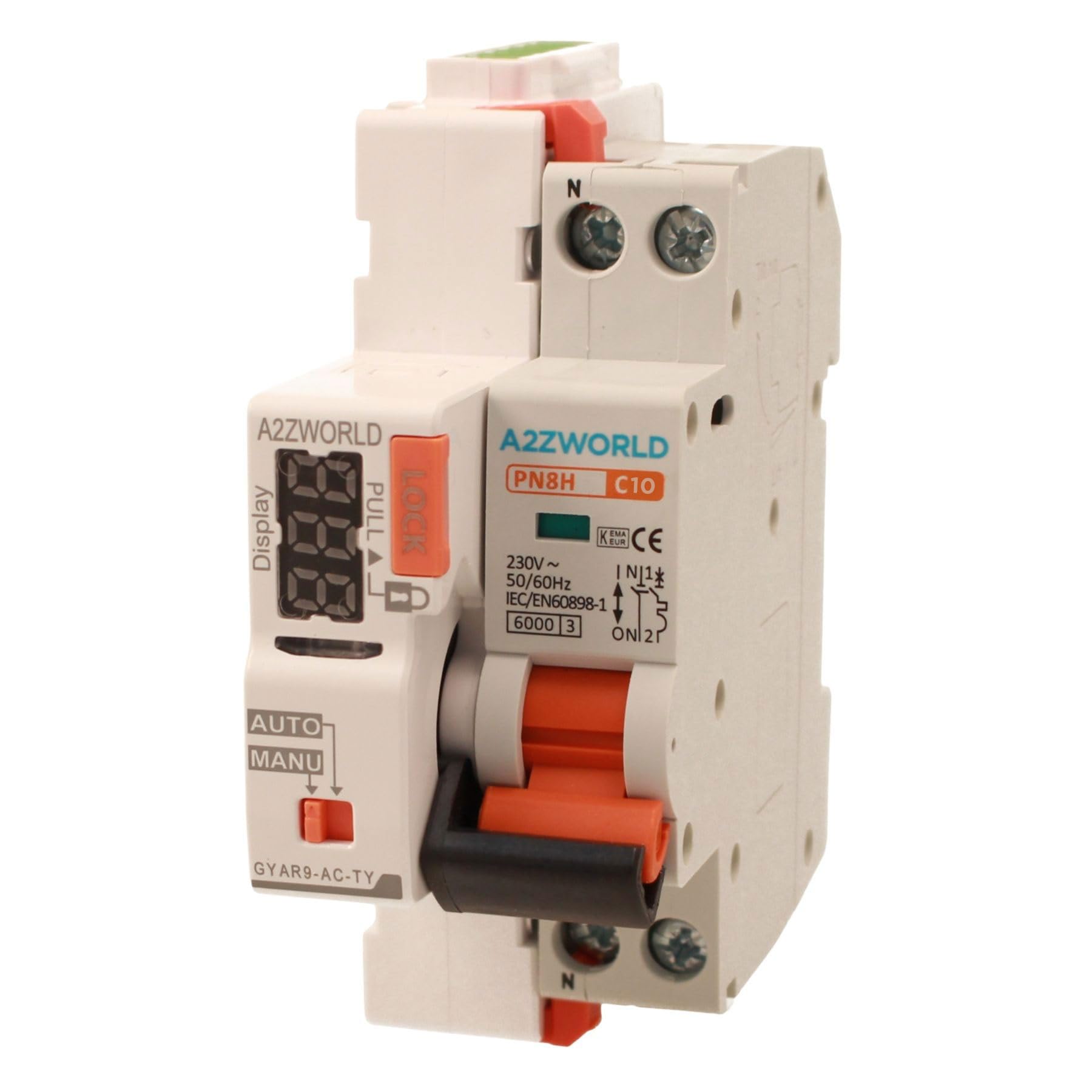 Interruttore Magnetotermico WIFI Con Riarmo Automatico, Curva C 10A, 1P+N 6kA, APP Tuya Smart Life, Solo 2 Moduli DIN 220V AC, Controllo Remote o Manuale