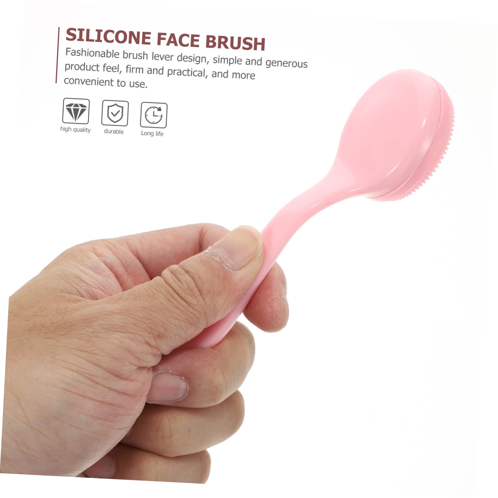 Ipetboom 3Pcs Silicone Face Brush Durable Facial Cleansing Brush with Soft Bristles Manual Face Scrubber for Skin Care and Makeup Removal Pink