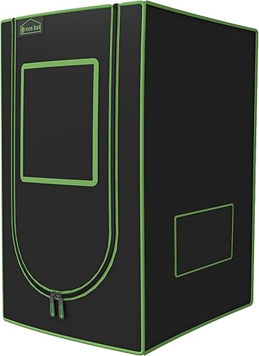 Green Hut Tienda de cultivo de 96 x 96 x 78 pulgadas, habitación oscura de Mylar altamente reflectante con ventana de observación, bandeja de suelo