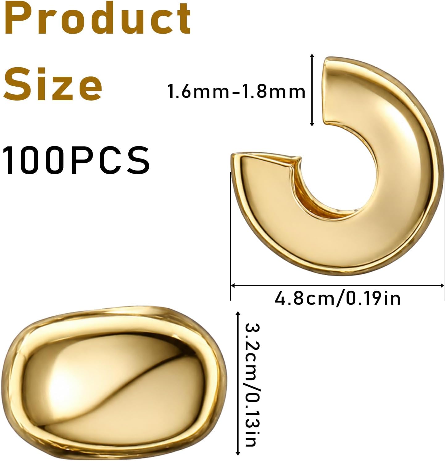 100pcs Crimp Bead Covers Gold Crimp Covers for Jewelry Making U-Shape image 2