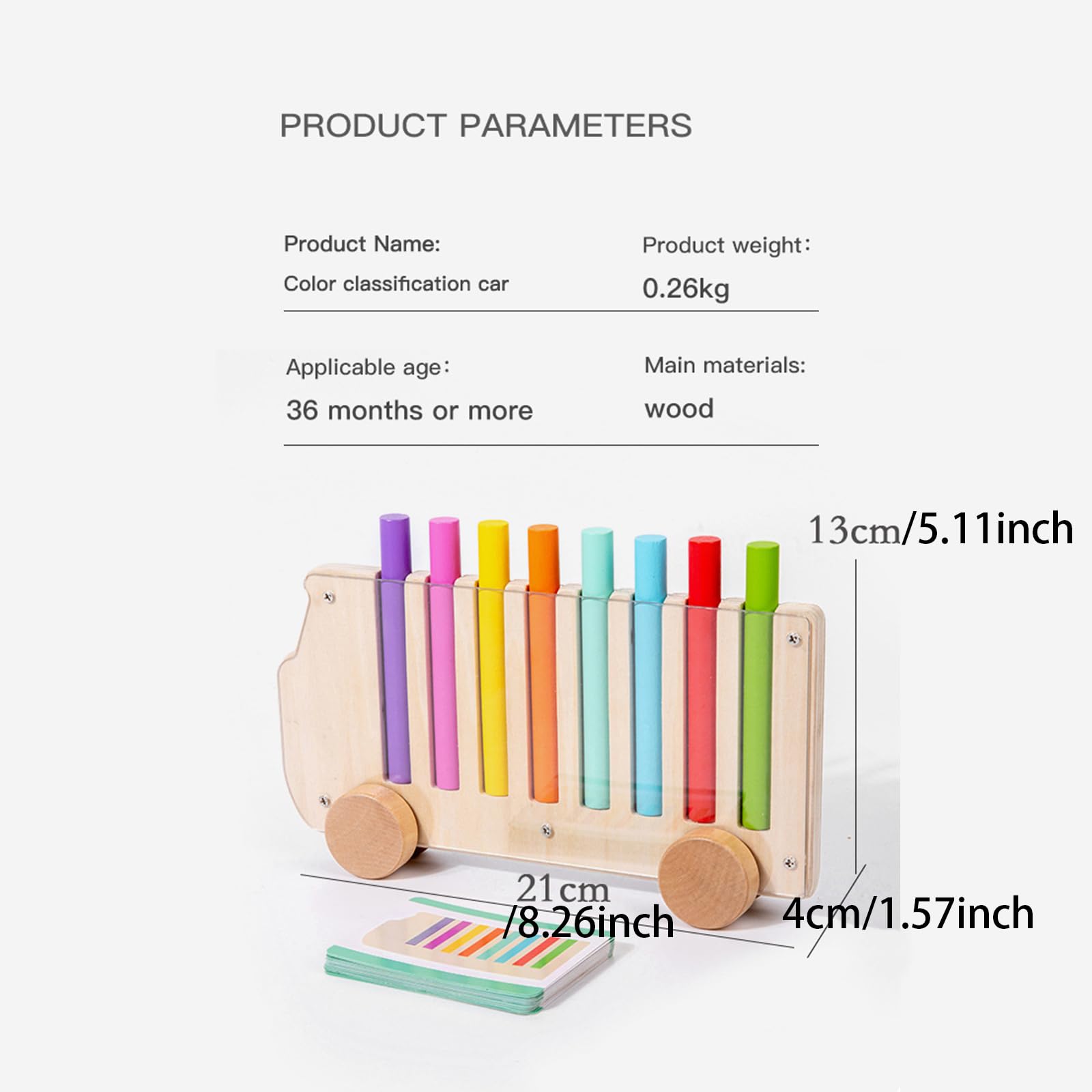 Kinder Jungen Mädchen aus Holz, Farbe Kognition, Lernspielzeug aus Holz, Farbe Sortierspiel, mehrfarbig