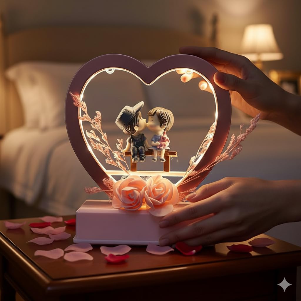 Buy opriQ Musical Couple Showpiece with LED Lights | Romantic