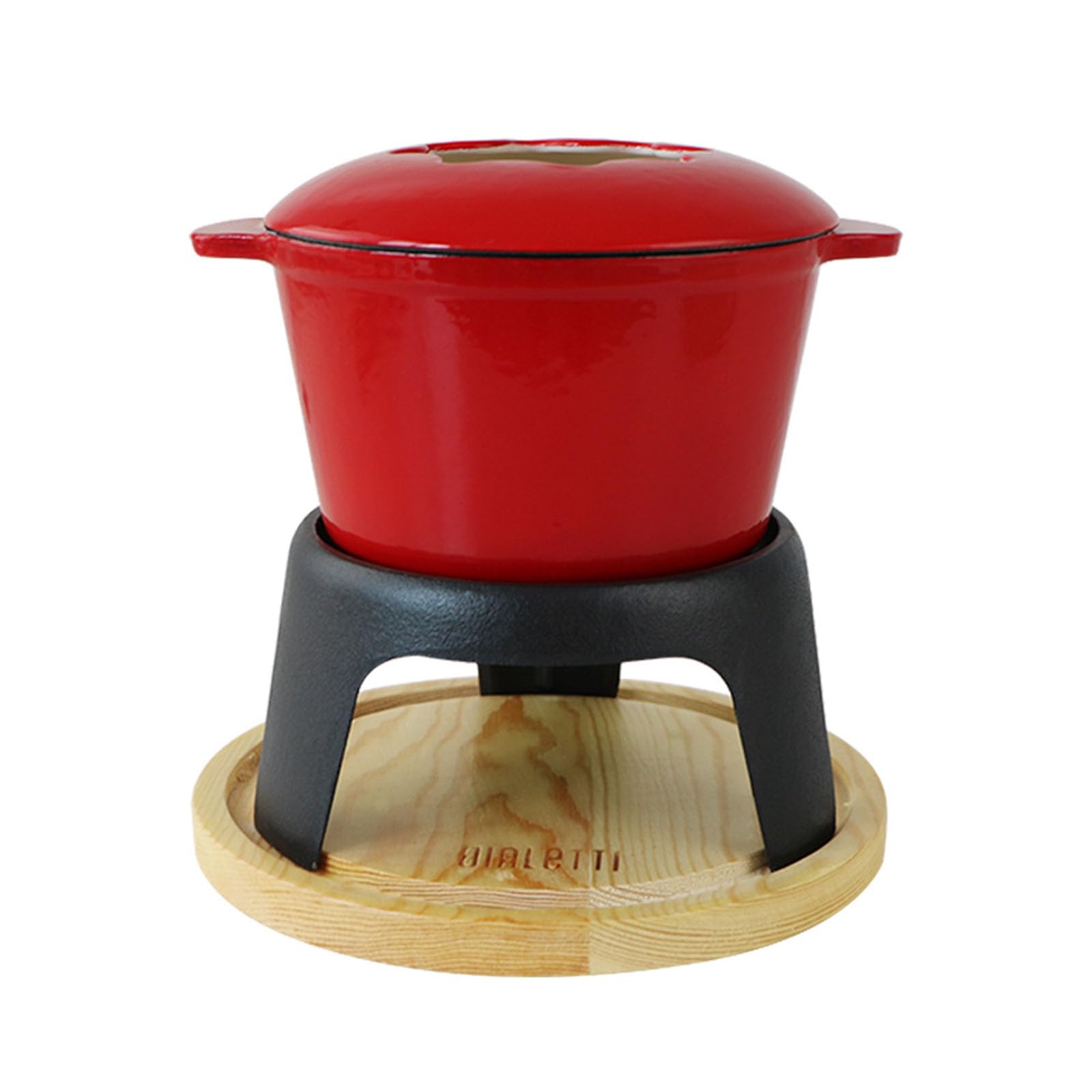 Fondue en fonte pour éviter le fromage brûlé | Service rouge pour 6