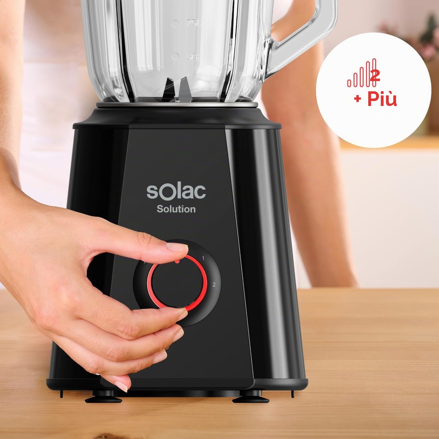 Solac Solution – Frullatore da Tavolo BV6785 | 1500W | Caraffa in vetro 1,5L | Lame inox a 4 fili | 2 velocità + Pulse | Funzione tritaghiaccio | Bicchiere dosatore 50ml | Lavabile in lavastoviglie