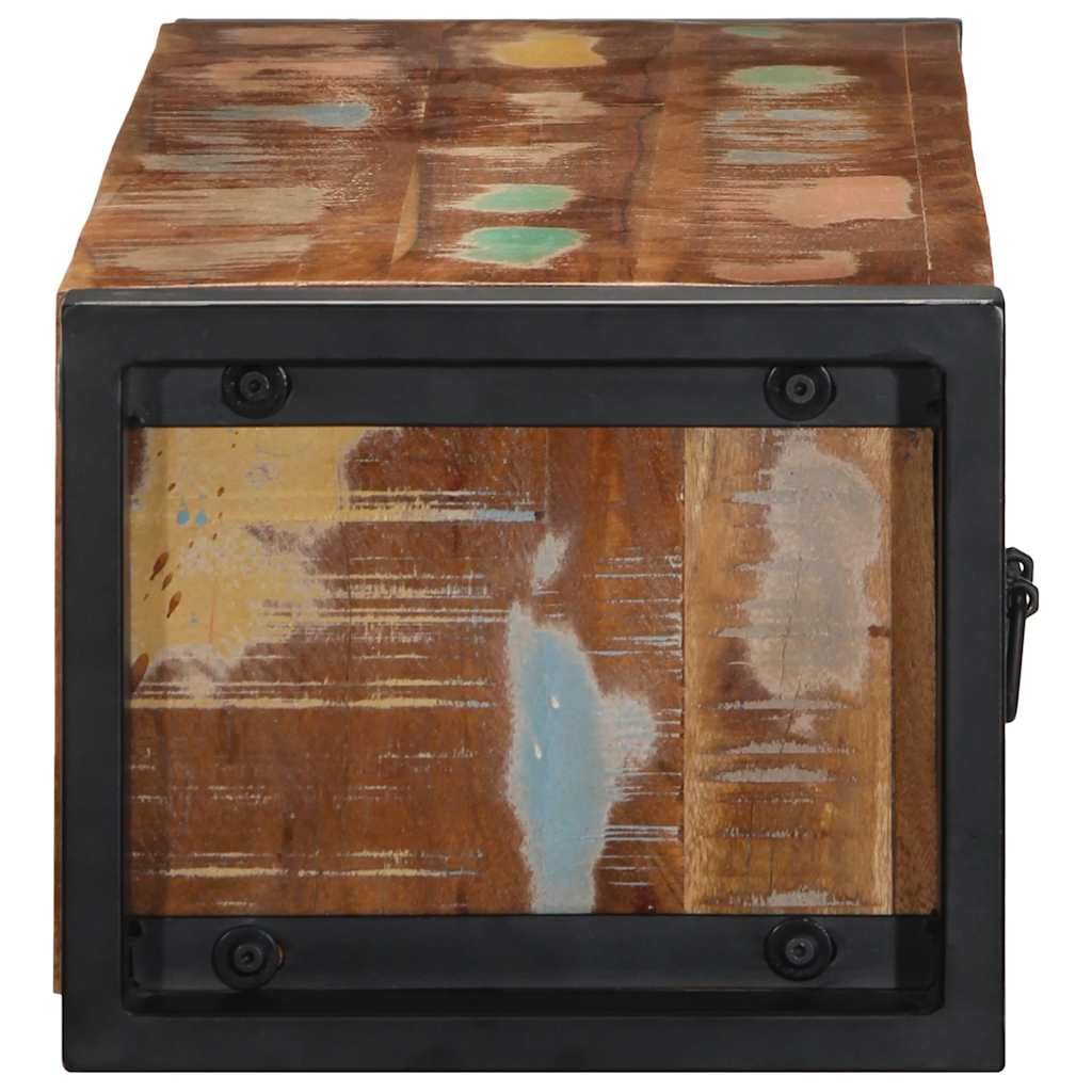 Mobile TV in legno 100 x 30 x 25 cm in legno massello recuperato, con telaio in ferro e maniglie in metallo, ampio spazio per riviste ed elettrodomestici