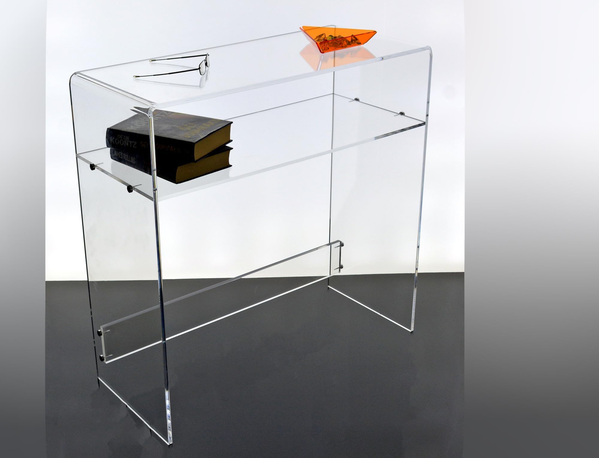 Slato Ercole - Consolle in Cristallo Acrilico Trasparente, Mobile Ingresso, Tavolo Soggiorno, Sala d'Attesa, Ufficio, Mobile di Design, Made in Italy, 33x78x77 cm