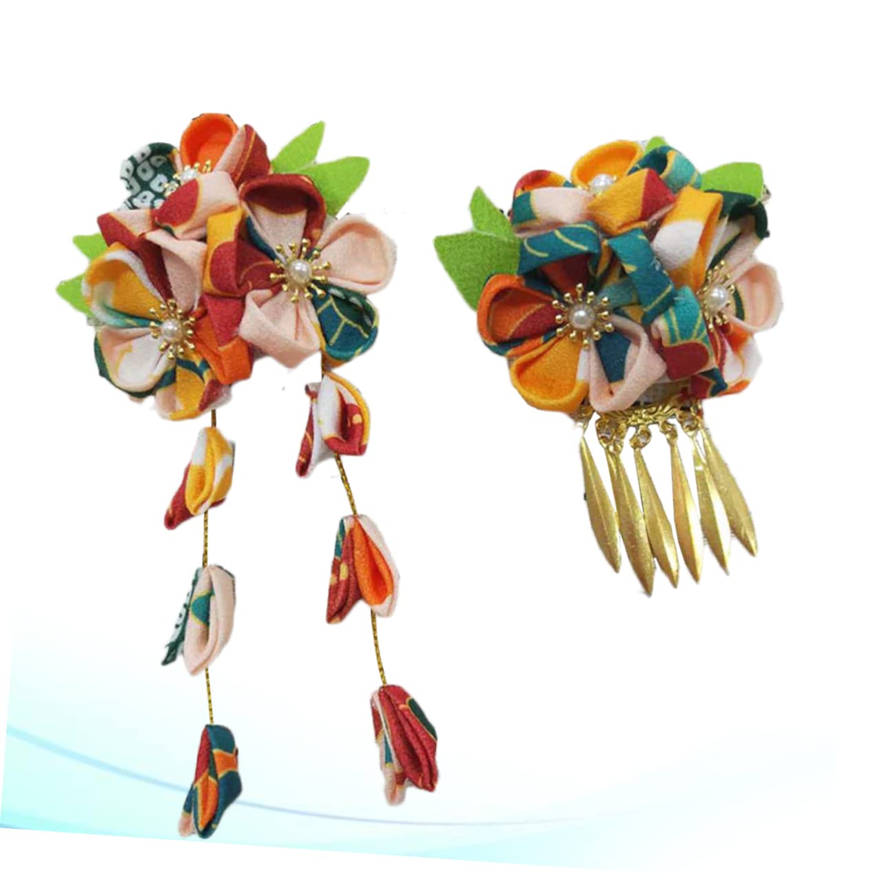 Housoutil 6stücke Japanischer Stil Blumen-stirnband Mode Stoff-metall Haaraccessoires Für Damen Und Mädchen Gelb Für Festliche Anlässe Und Alltag