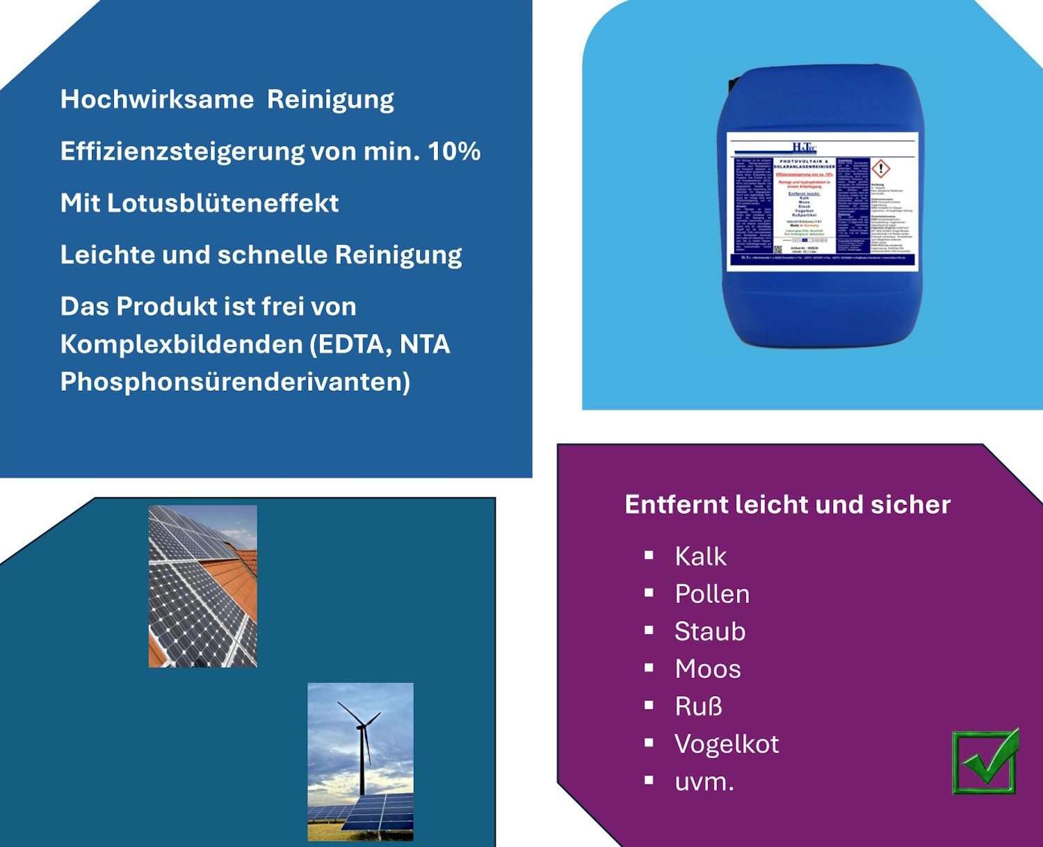 detergente fotovoltaico e per impianti solari, 10,1 litri, con effetto fiore di loto, aumento dell'efficienza circa il 10%, detergente per impianti fotovoltaici