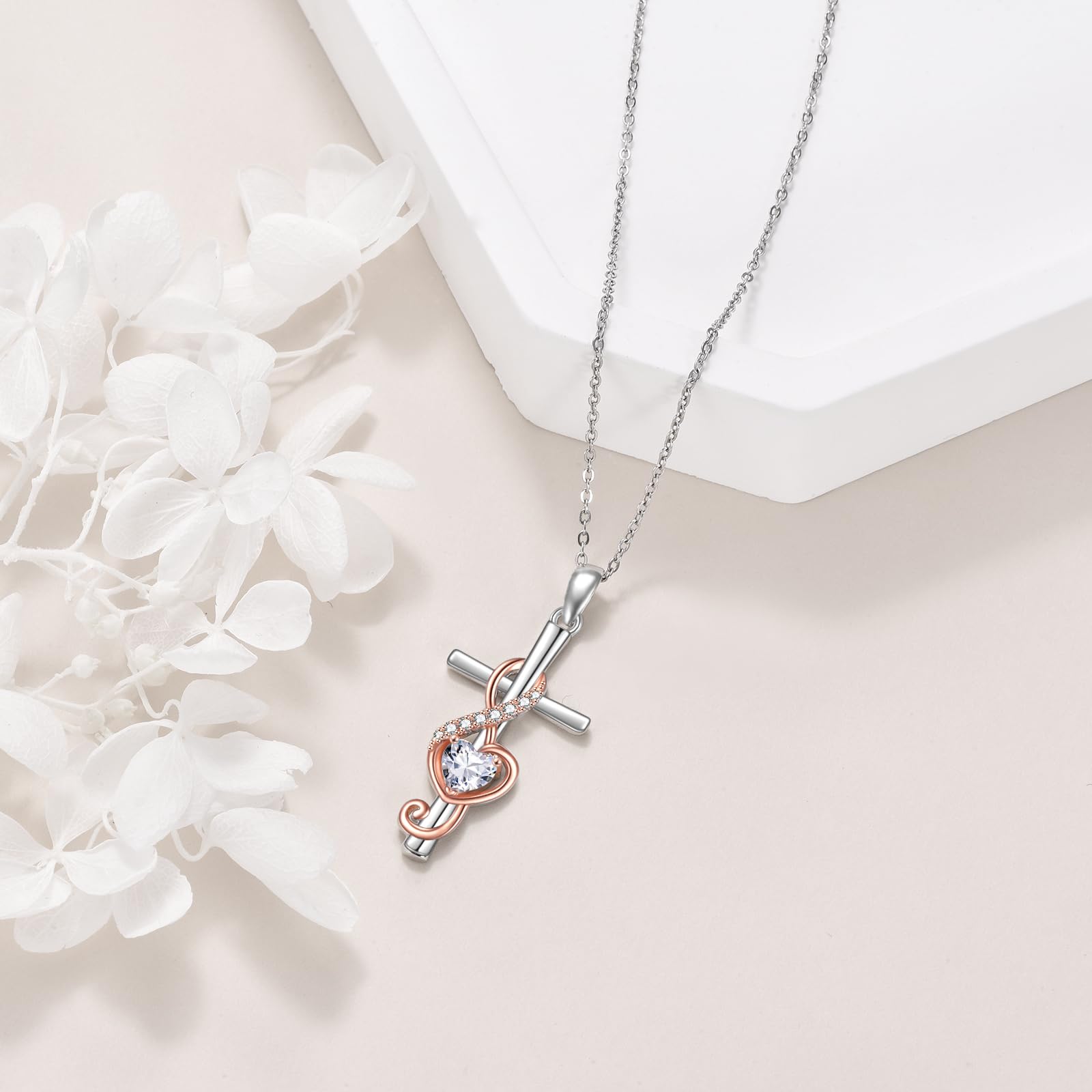 YAFEINI Collar de cruz con nota musical, violonchelo, guitarra para mujer, plata de ley, joyería de conformación, regalos para mujer