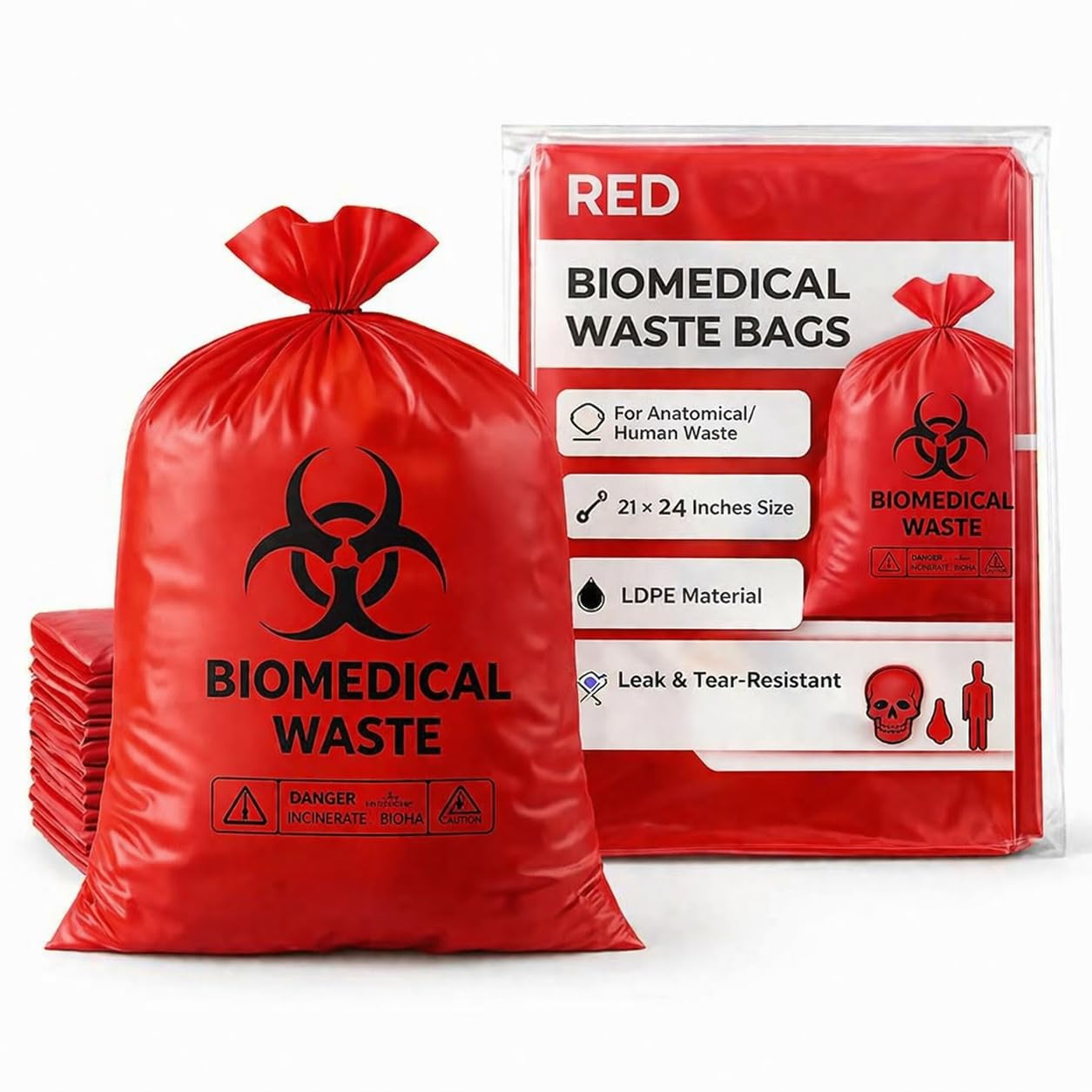 Kausta Bio Hazard/Bio-Medical Waste Bag (21x24 Inch, Red-10, Blue-10, Yellow-10) Pack of 30 Bio‑Hazard/Biomedical Waste Bags Biohazard/Bio‑Medical Waste Bag leak-proof waste bags 3