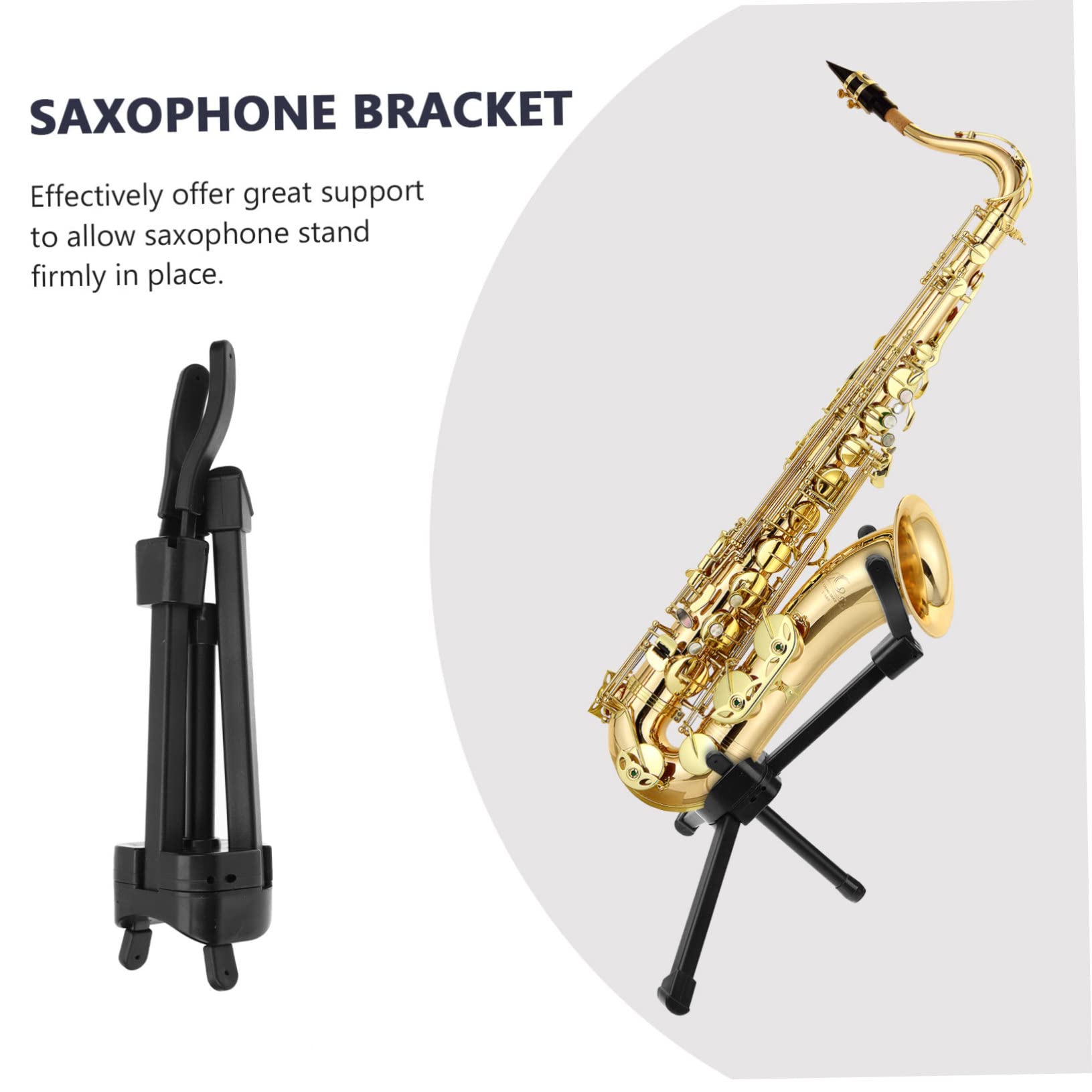 FRCOLOR Praktische und Tragbare Saxophonhalterung aus Metall und Abs mit Schwammpolsterung und Schwarzer Aufbewahrungstasche für Ausstellung und Musikunterricht