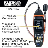 Vista 2 de Klein Tools ET120 Gas Leak Detector, Combustible Gas Leak Tester with 18-Inch Gooseneck Has Range 50-10,000 ppm, Includes Pouch