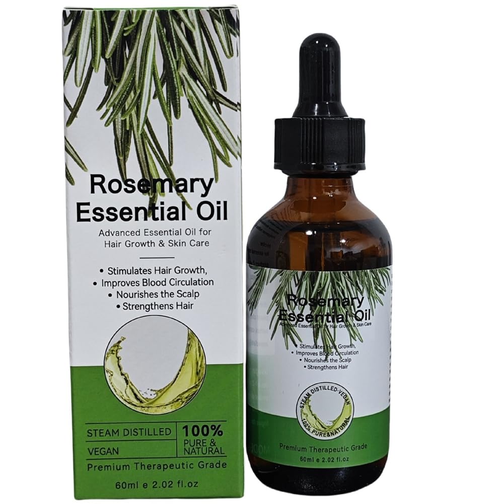 Rosemary Oil for Hair Growth, Organic Rosemary Hair Regrowth Essential Oil, Strengthen Hair Roots, Hair Loss Serum,Unisex Adult