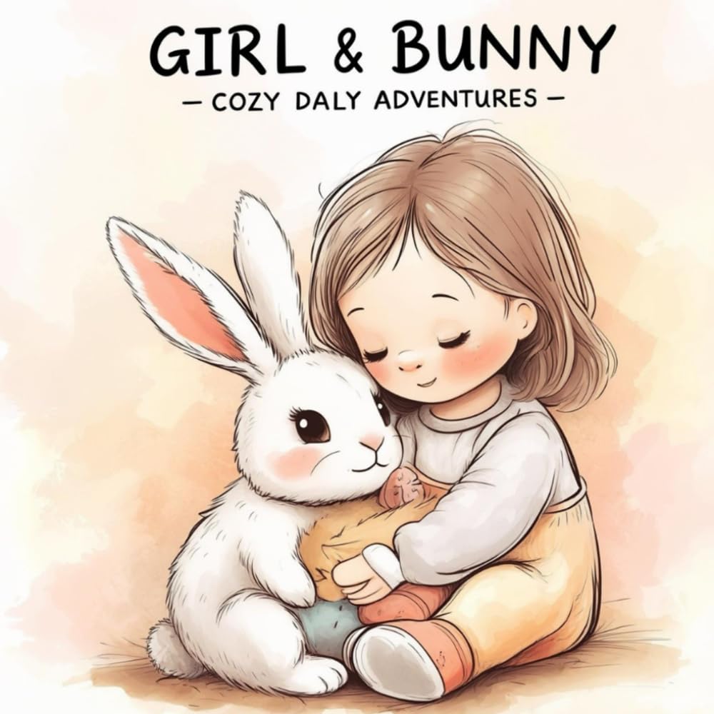 Girl & Bunny: Cute and Cozy Coloring Pages of Sweet Girls and Their Bunny Friends for Kids Ages 3–6