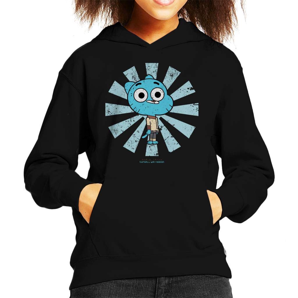Cloud City 7 Black Gumball Watterson Retro Japanese The Amazing World Of Gumball Kid's Hooded Sweatshirt