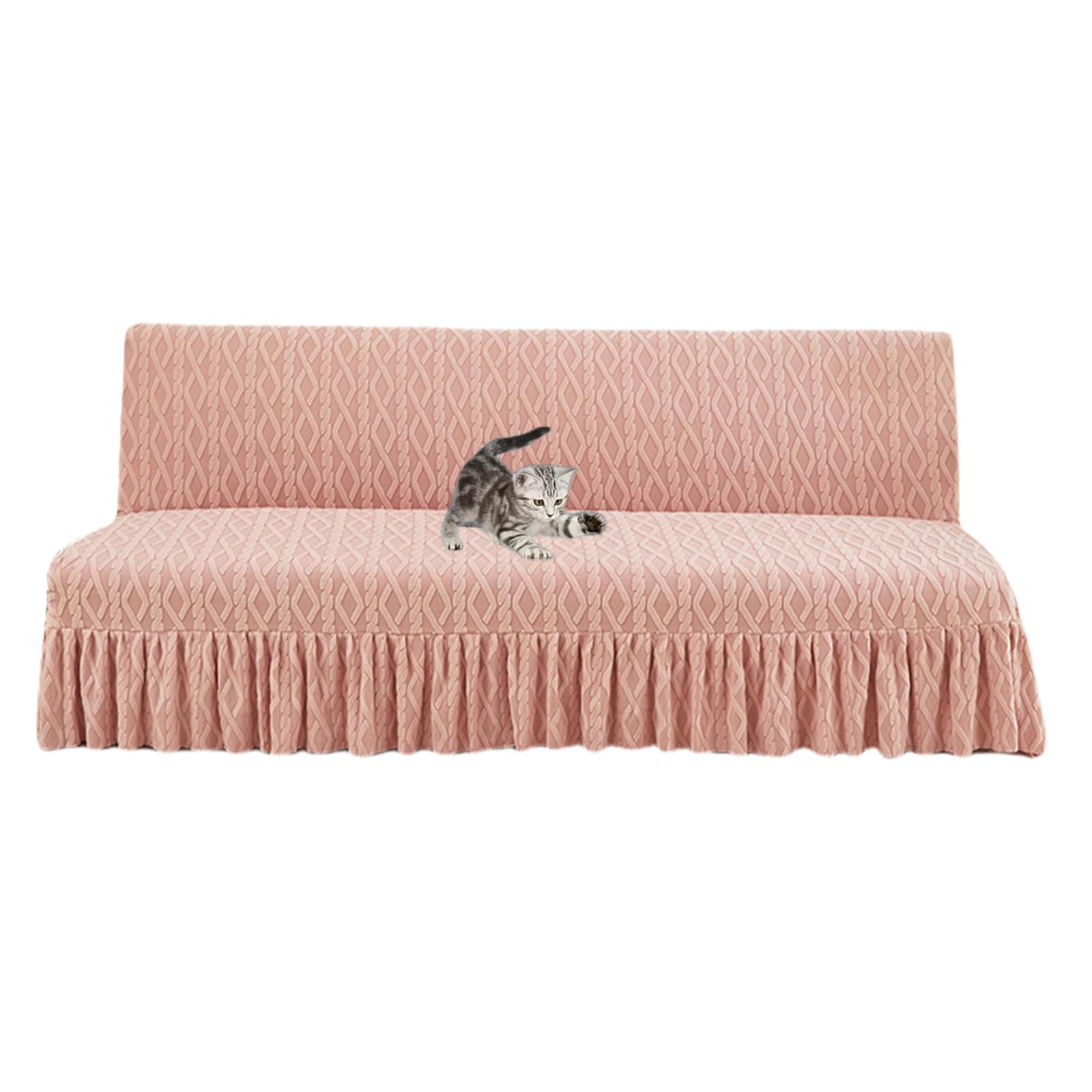 Housse extensible de futon lavable rose taille M pour banquette sans accoudoirs
