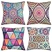 Housse de Coussin 40x40cm Bohémien Mandala Fleur et Style Ethnique Taie d'oreiller Coton Lin Housse Coussin Décoratif Carré pour Canapé Maison Salon Taies d Oreiller Lot de 4