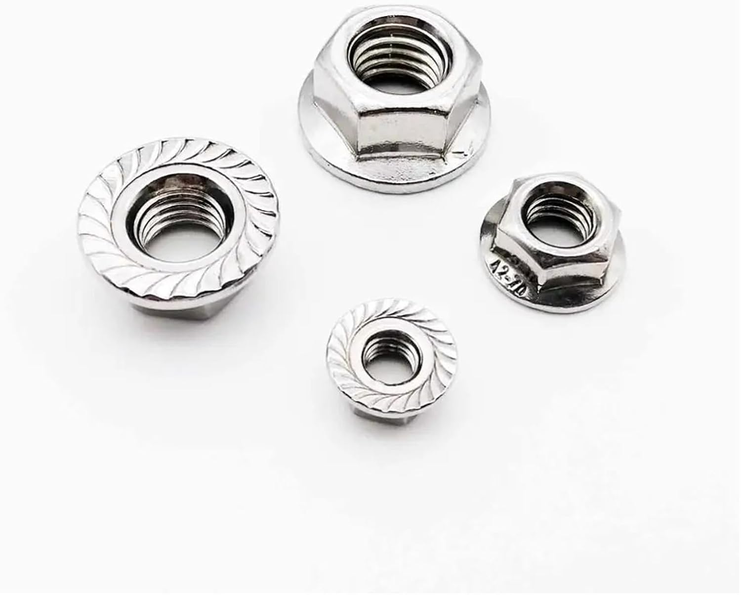 M3 M4 M5 M6 M8 M10 M12 Stainless Steel Hexagon Hex Head Serrated Spinlock Flange Nut DIN6923 5/10-100Pcs(M6 25pcs)