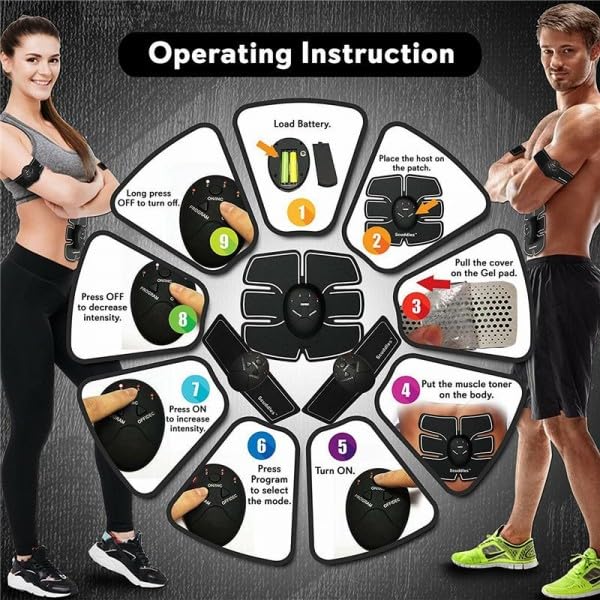 EMS Stymulator mięśni brzucha – elektryczne urządzenie fitness do brzucha, ramion, nóg i talii – budowa mięśni, spalanie tłuszczu i ujędrnianie mięśni – trenażer domowy dla mężczyzn i kobiet
