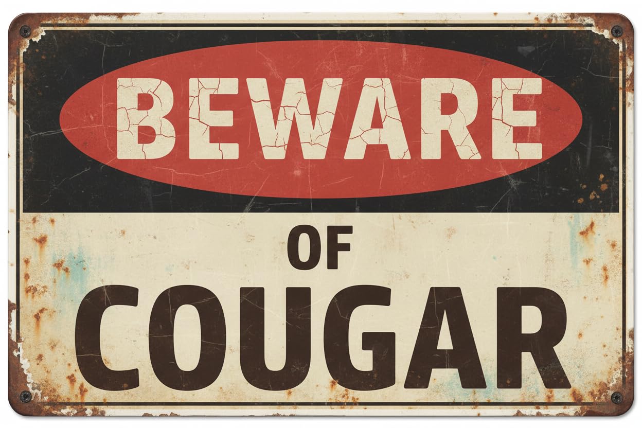 Vintage Metal Tin Sign Funny Sarcastic Metal Tin Sign Wall Decor Man Cave Bar Yard Wall Warning Beware Of Cougar Custom Private Property Signs Outdoor