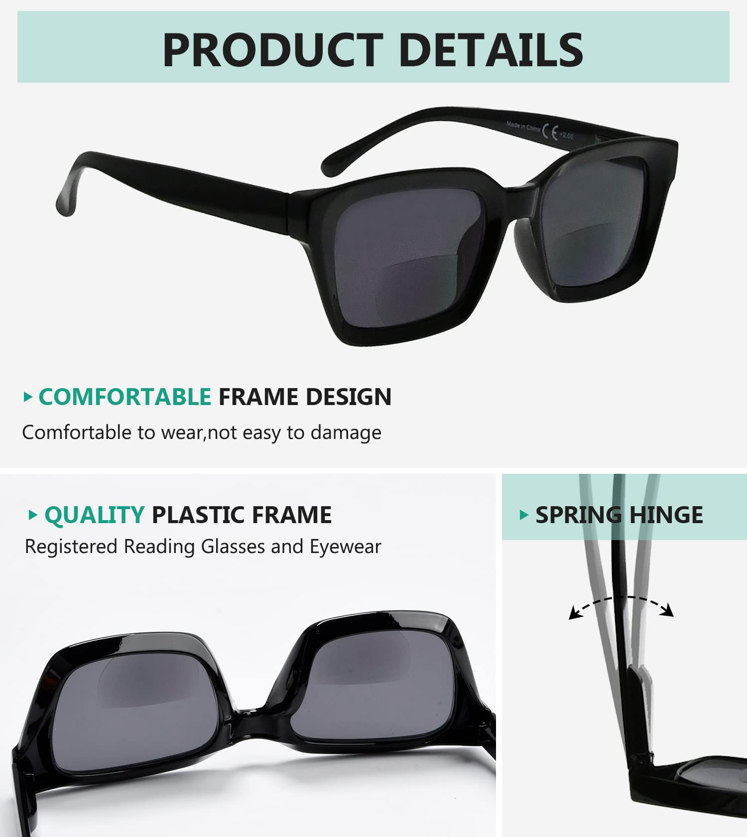 Eyekepper 4-packing Bifocal Sunglasses for Women Reading under the Sun Stylish Bifocal Readers Tinted Lens Oversize +1.50 - Image 4