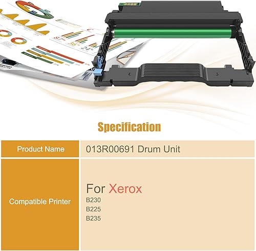 Miniatura 2 de Compatible con unidad de tambor Xerox 013R00691, trabajo de alto rendimiento para impresora Xerox B230 B225 B235, rendimiento estimado de 12500