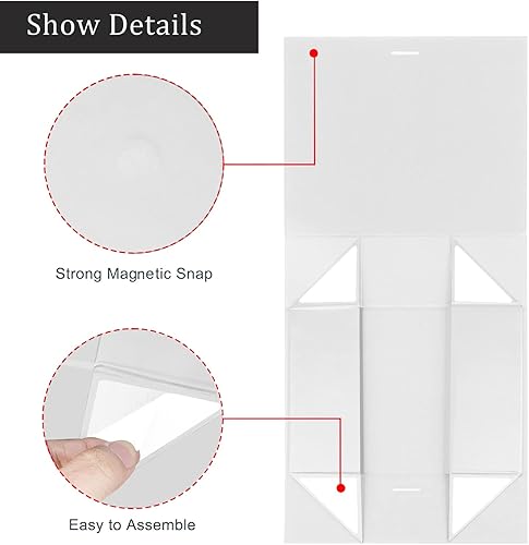 Miniatura 4 de Caja de regalo con tapa para regalos de 10.5 x 7.5 x 3.1 pulgadas con cinta y cierre magnético (paquete de 5) (blanco)